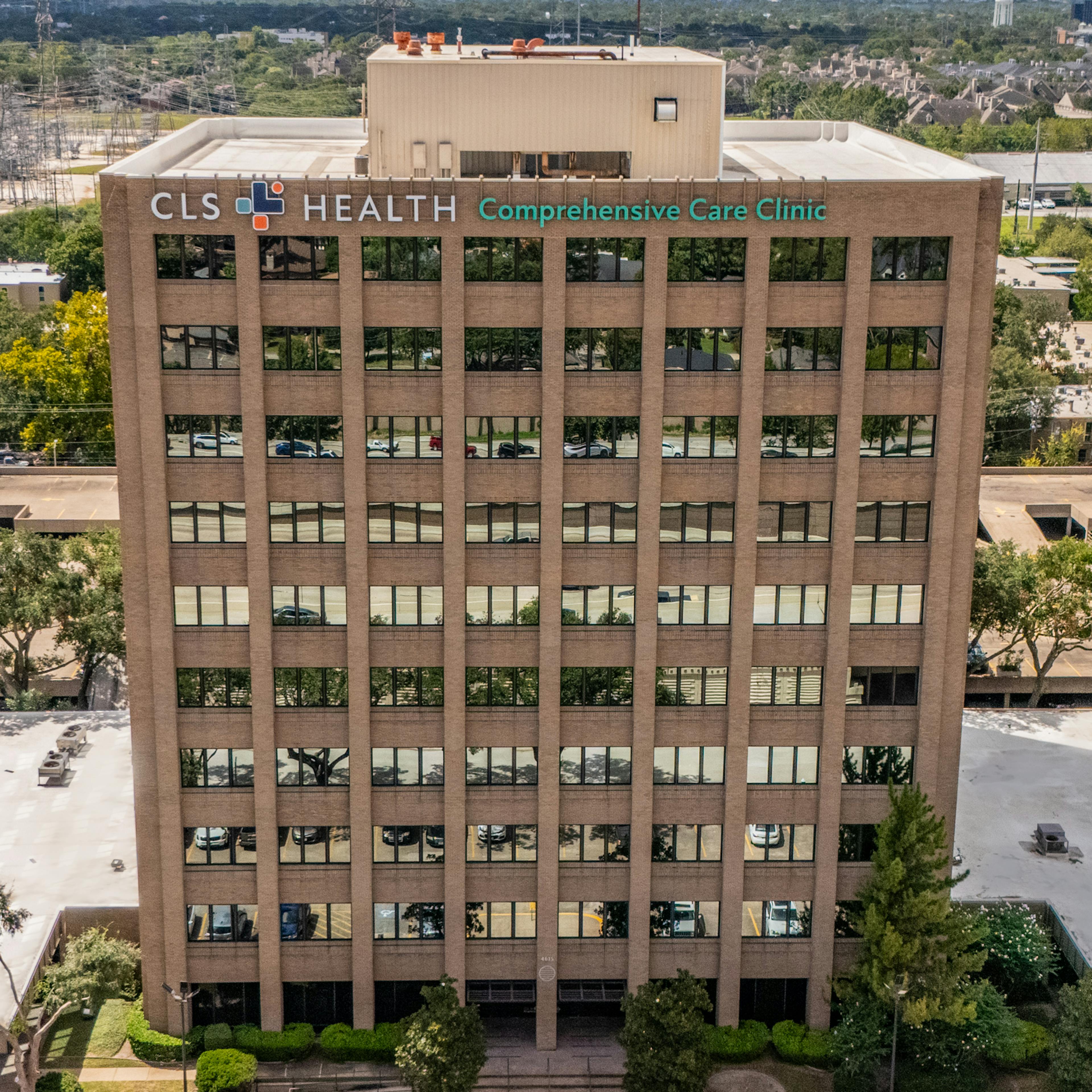 Exterior view of CLS Health Comprehensive Care Clinic - Houston Galleria, offering primary and specialty care services.