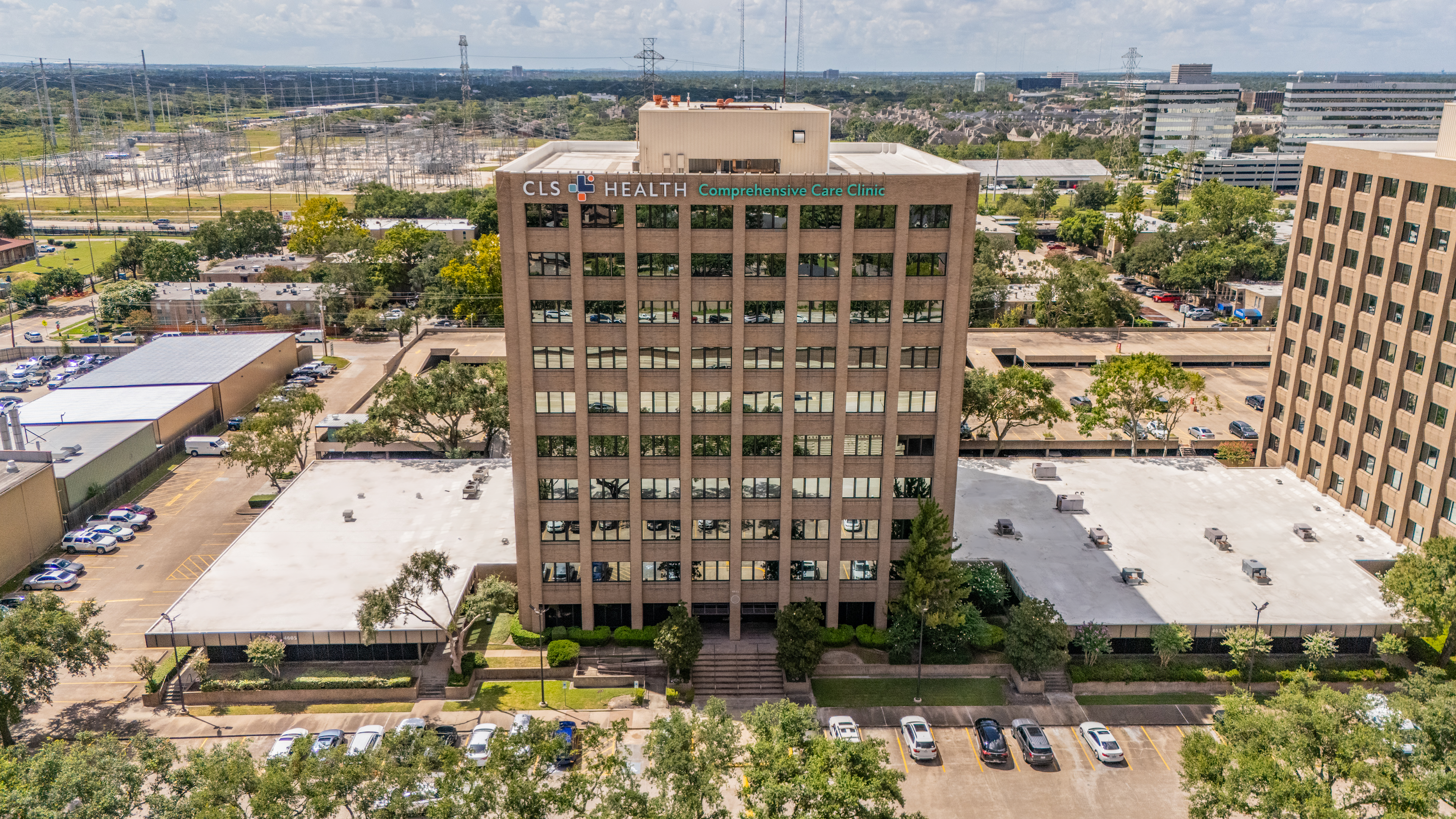 Exterior view of CLS Health Comprehensive Care Clinic - Houston Galleria, offering primary and specialty care services.