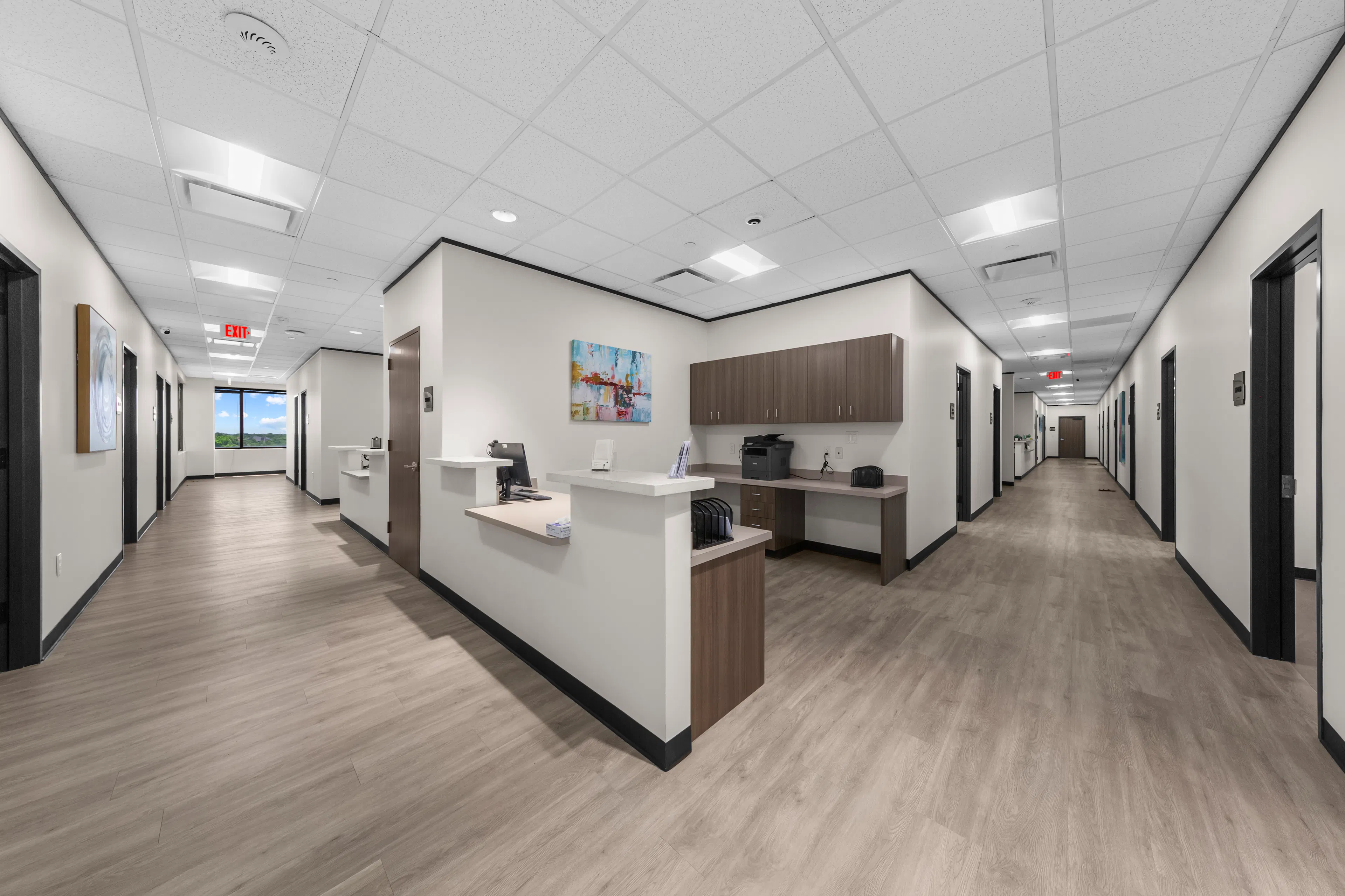 A service area within the CLS Health Sugar Land exam room area.