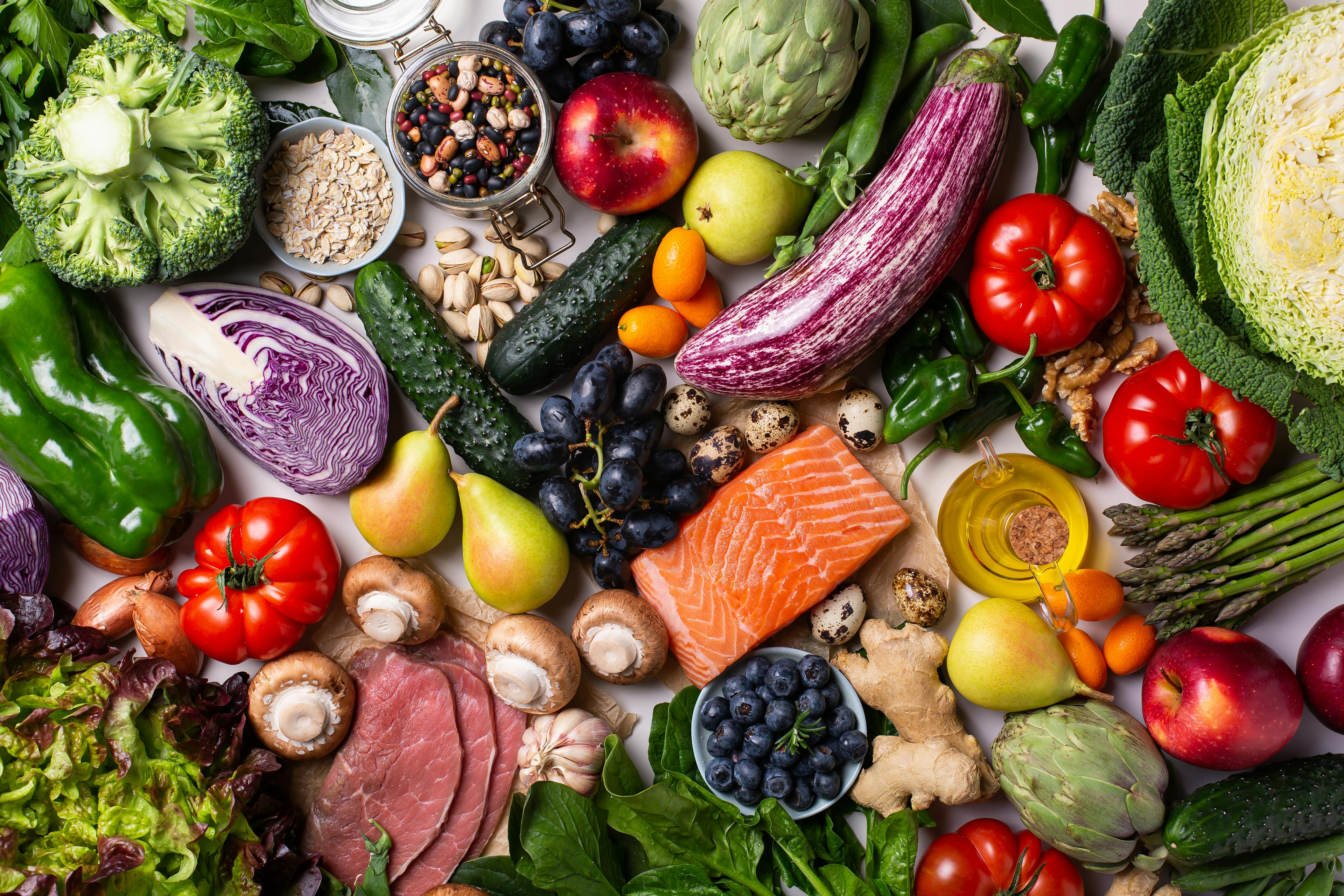 Assortment of healthy food for mediterranean diet.
