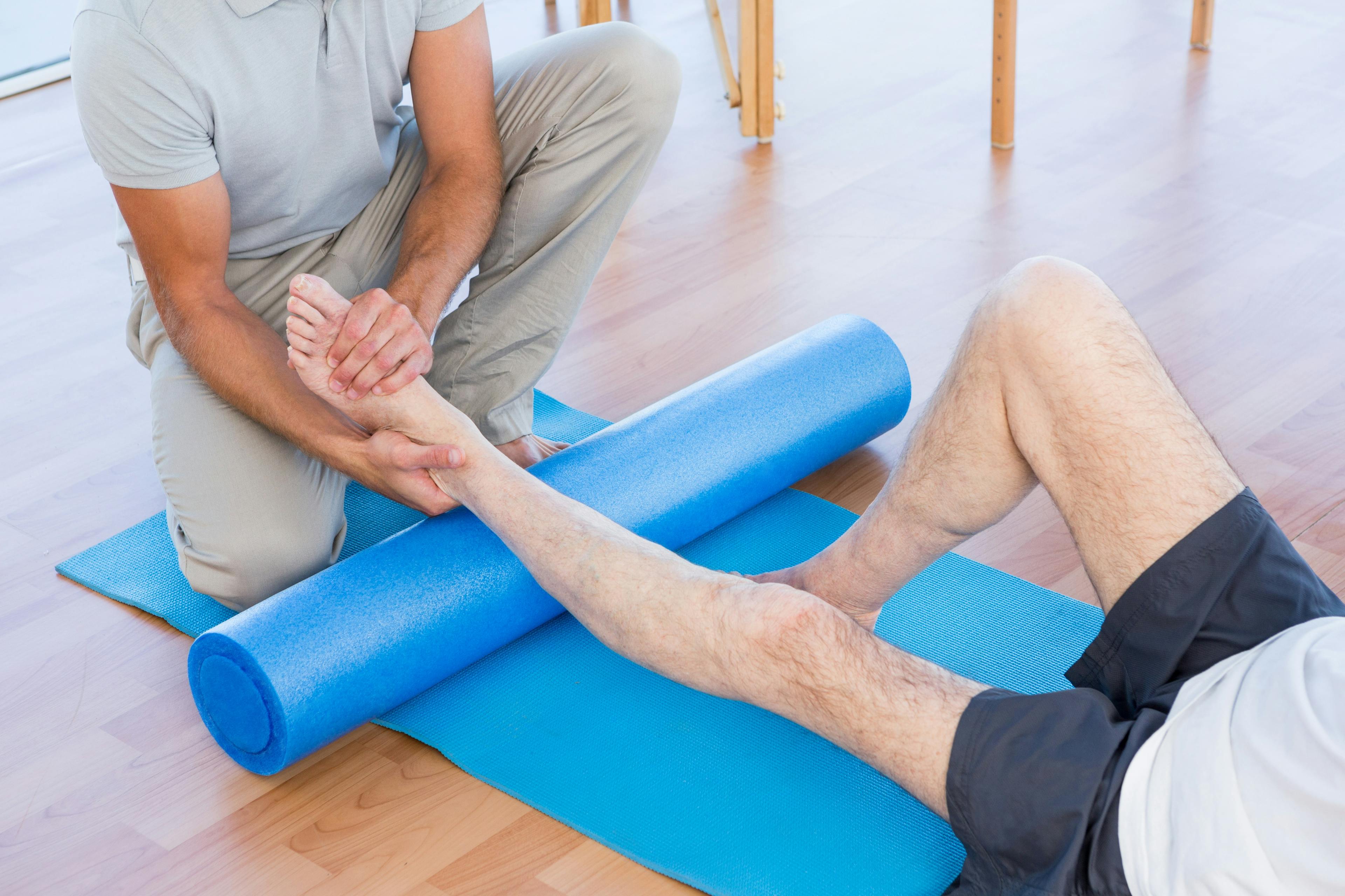 Ankle circles and flexes for plantar fasciitis.