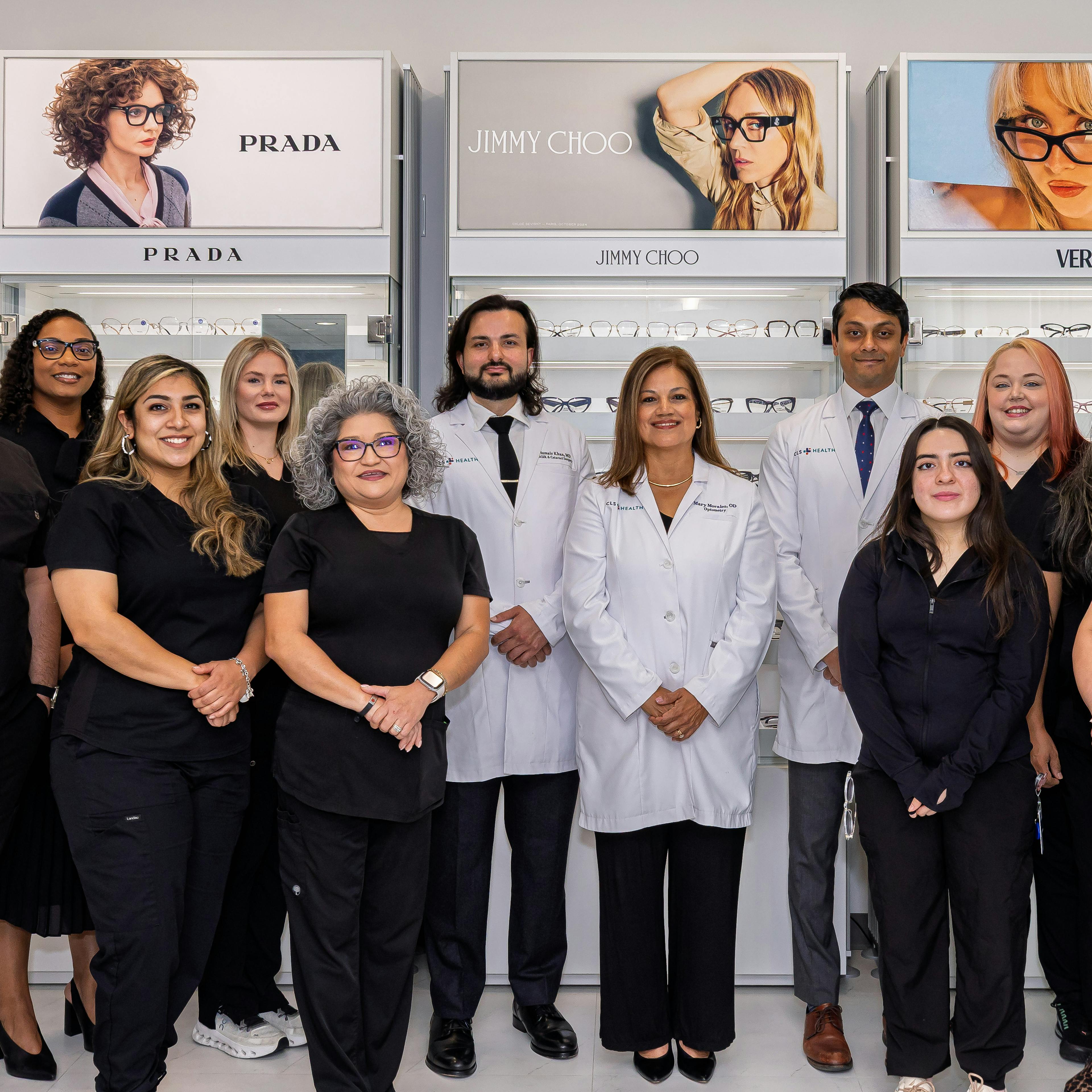CLS Health eye care team standing together, including doctors and staff.