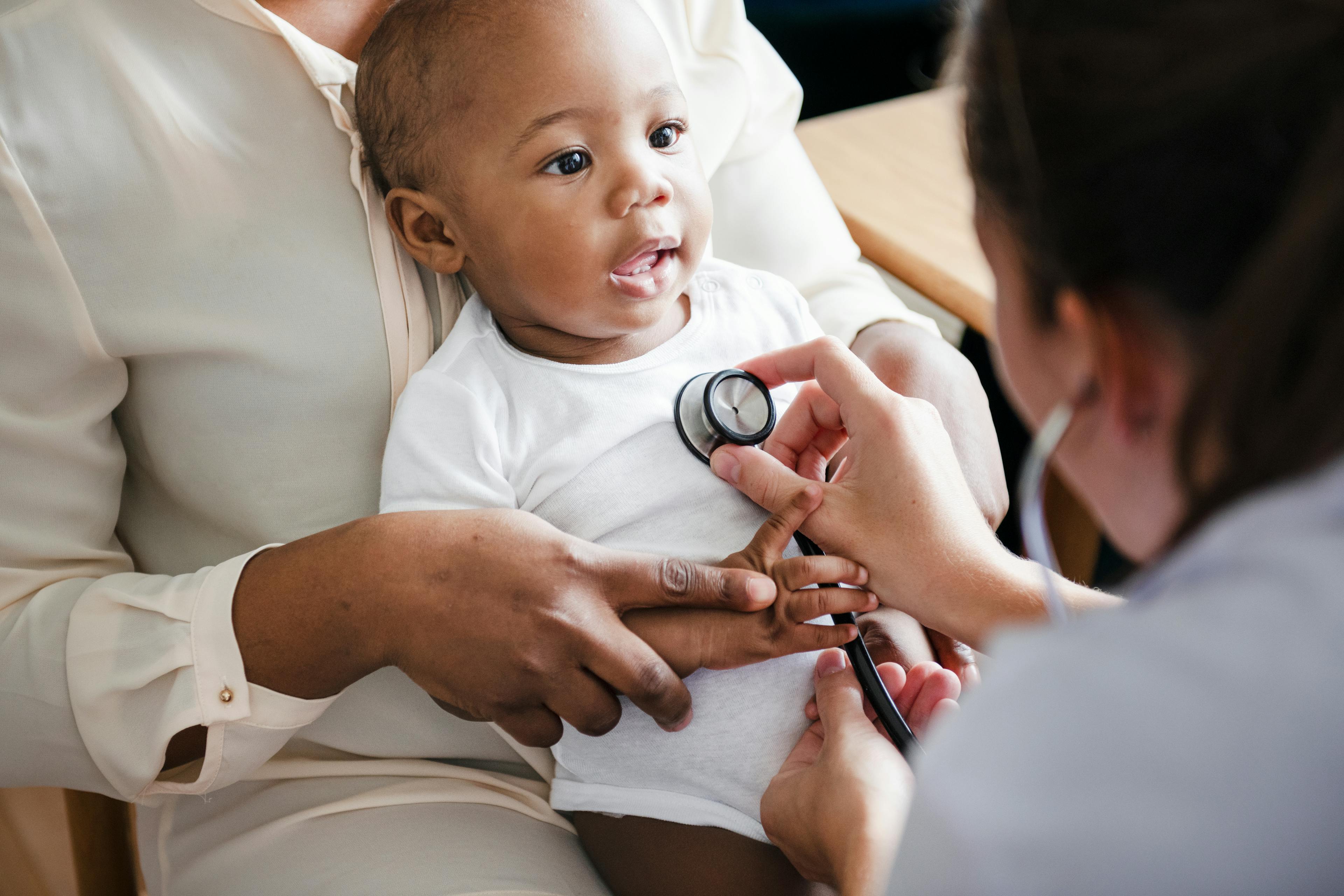 Baby visiting the doctor.