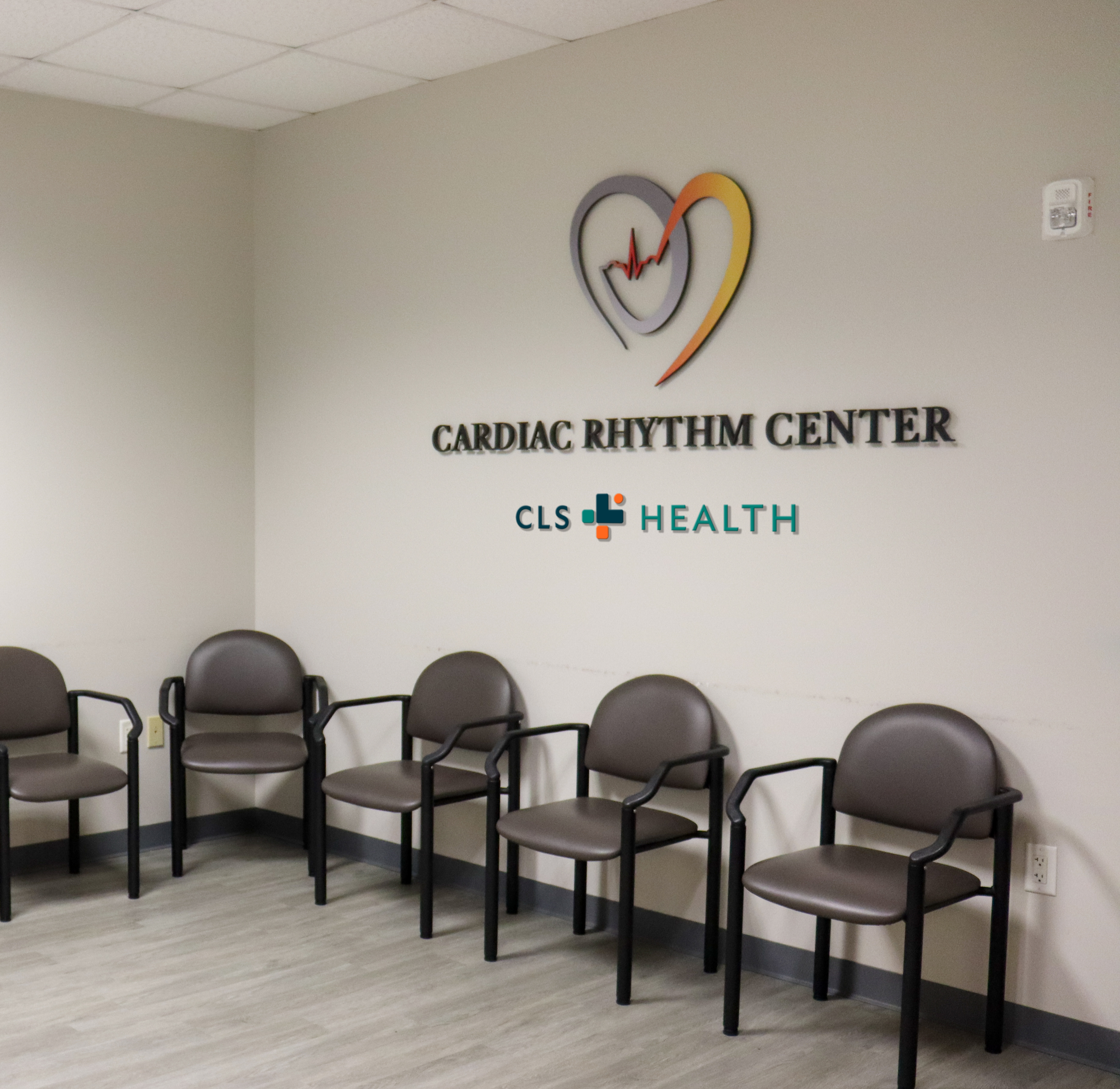 Patient waiting room at CLS Health Cardiac Rhythm Center in Webster, TX.