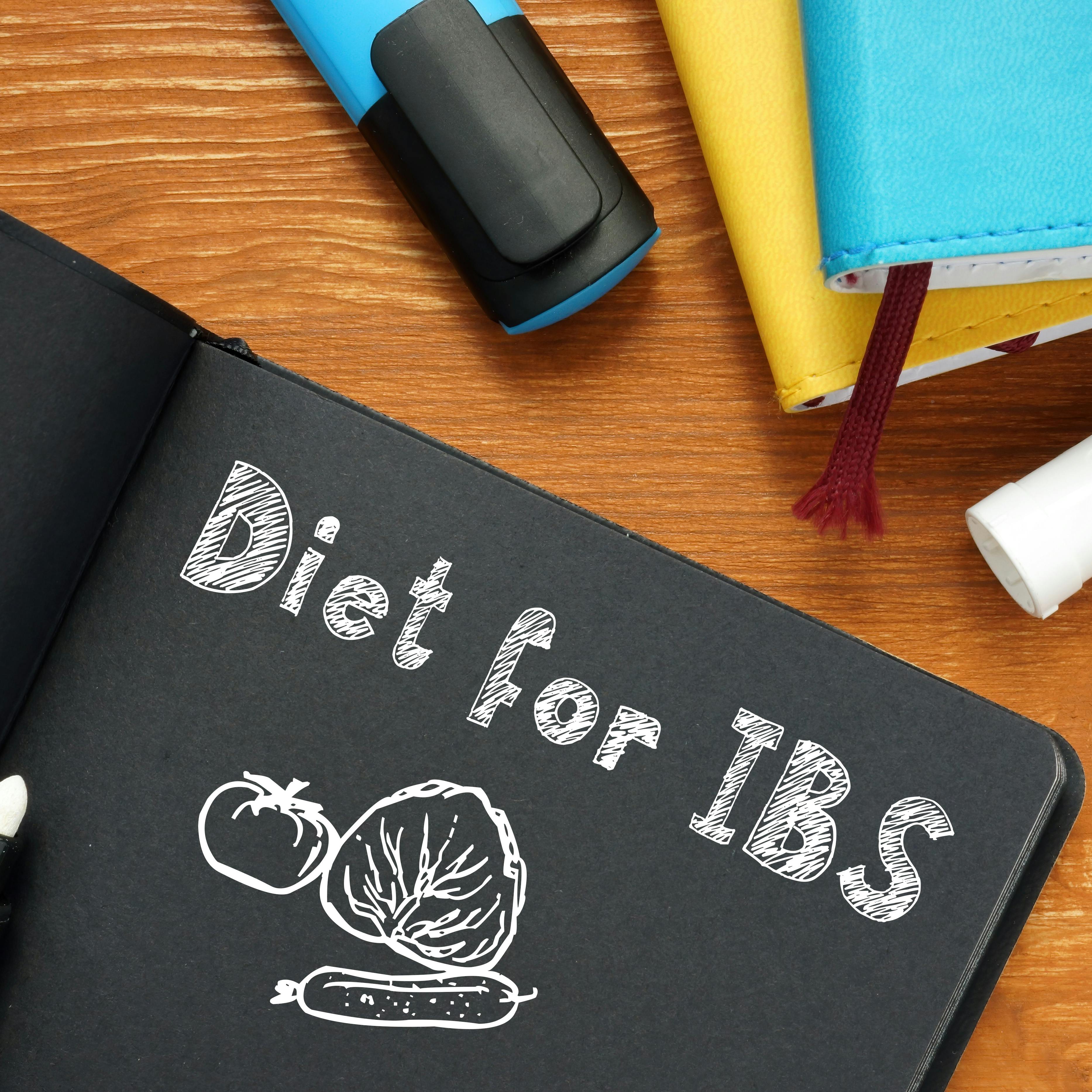 Written in a notebook is "Diet for IBS."