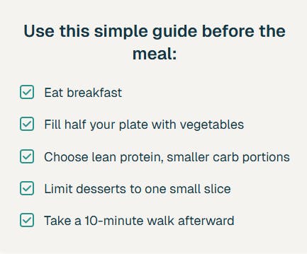 A checklist acting as a simple guide for healthy eating during Thanksgiving.