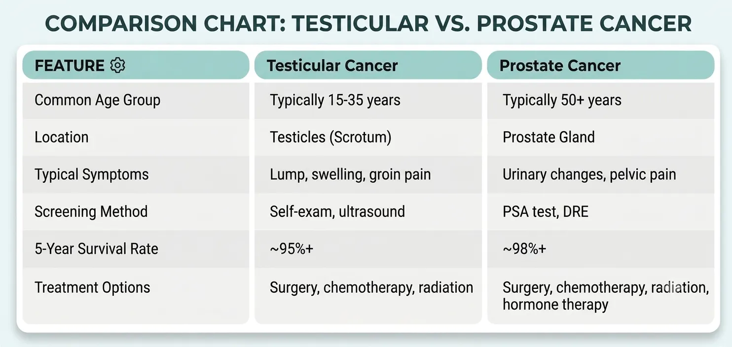 Testicular vs Prostate Cancer: Comparison Chart | CLS Health