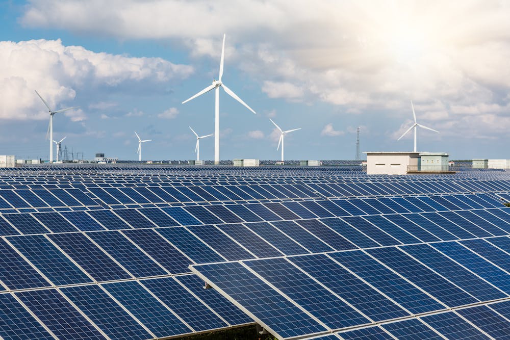 Solarpanel-Farm als grüne Energielösung.