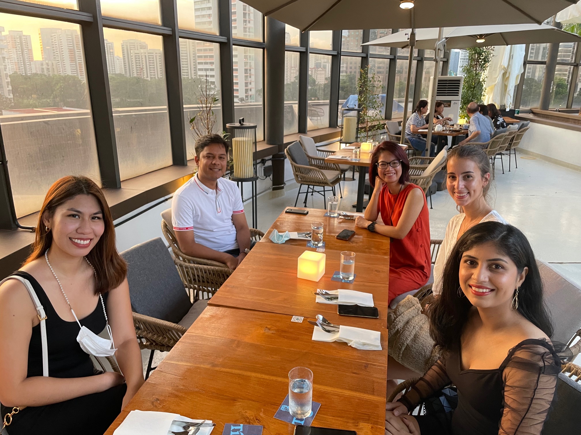 Gabriela and other Casa Mia Coliving members on a First Friday bar event