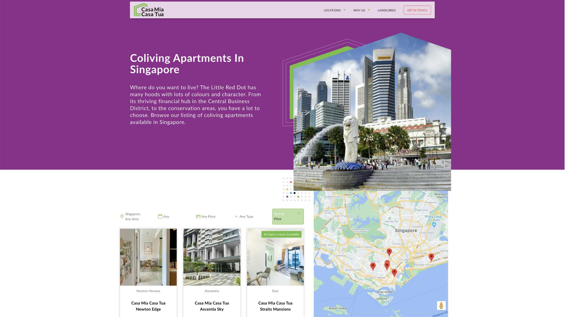 Casa Mia Coliving Singapore listing page