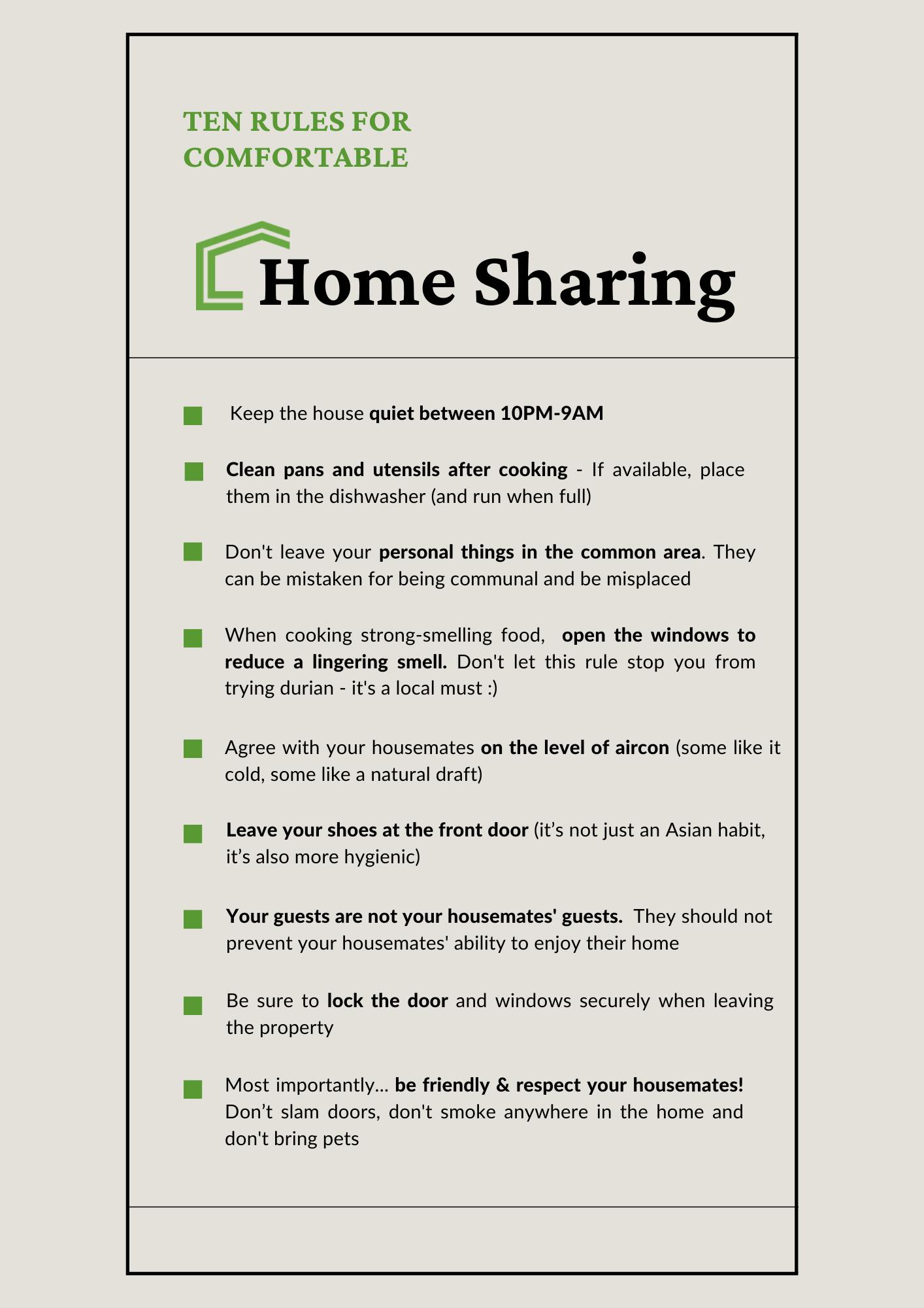 10 rules for comfortable home sharing 