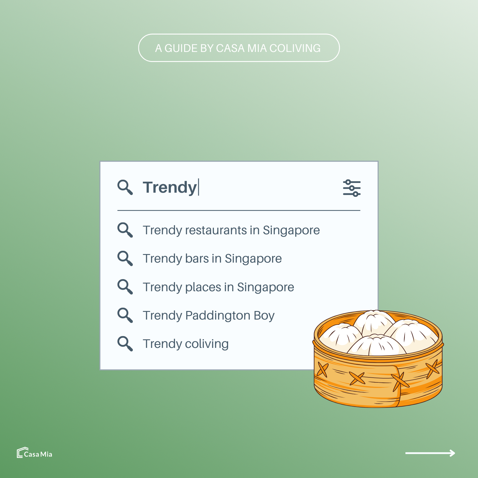 google search, green background, dumplings graphic