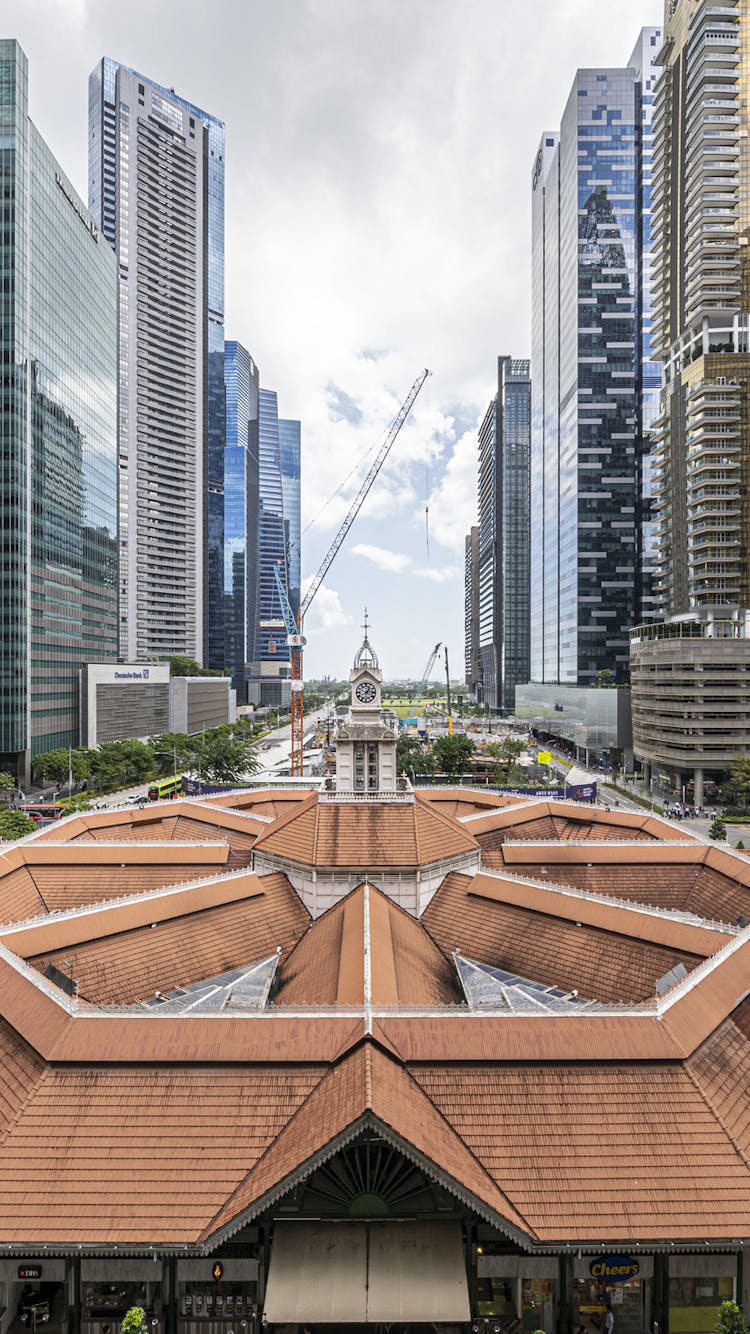 image View of the top of Lau Pa Sat food centre from Casa Mia Robinson Suites in Singapore