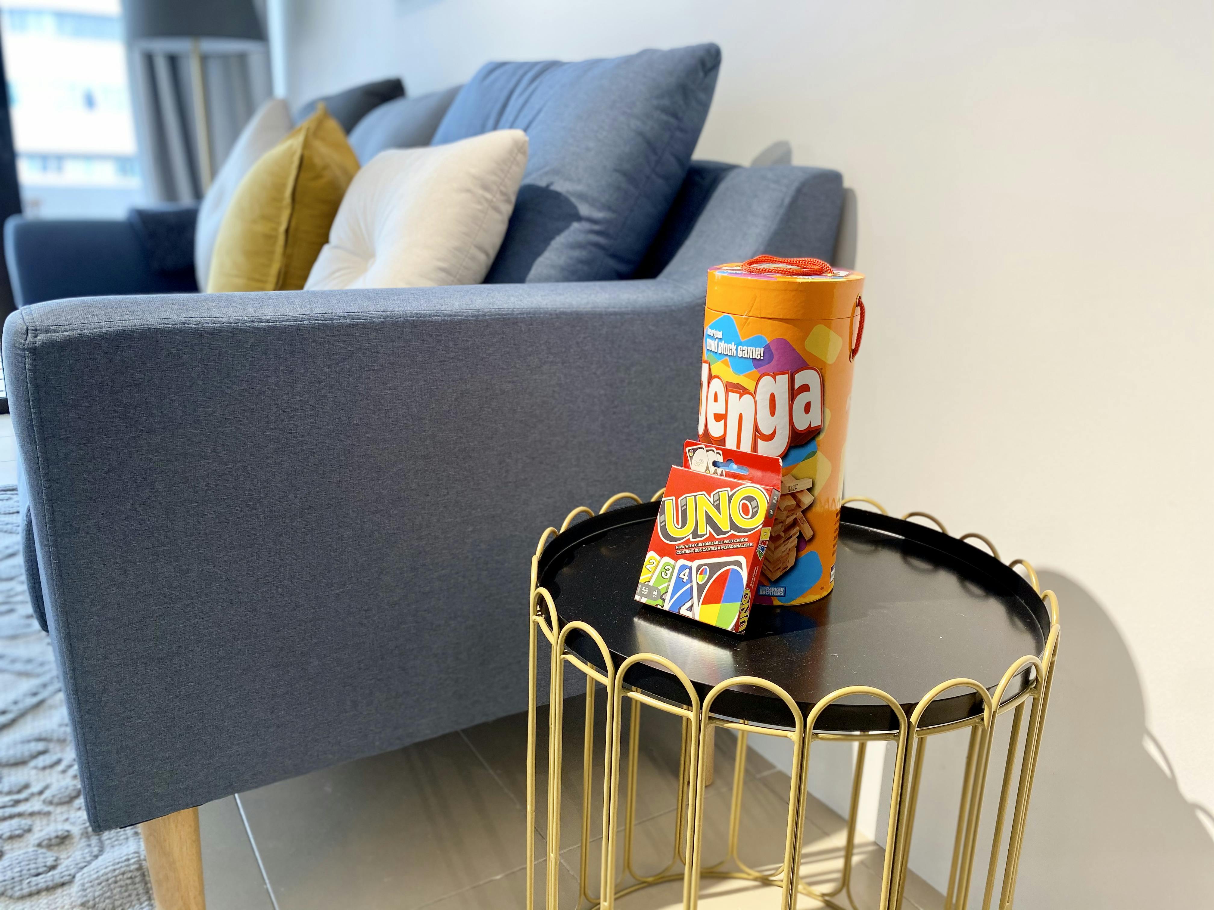 Uno and Jenga in one of Casa Mia Coliving's living rooms