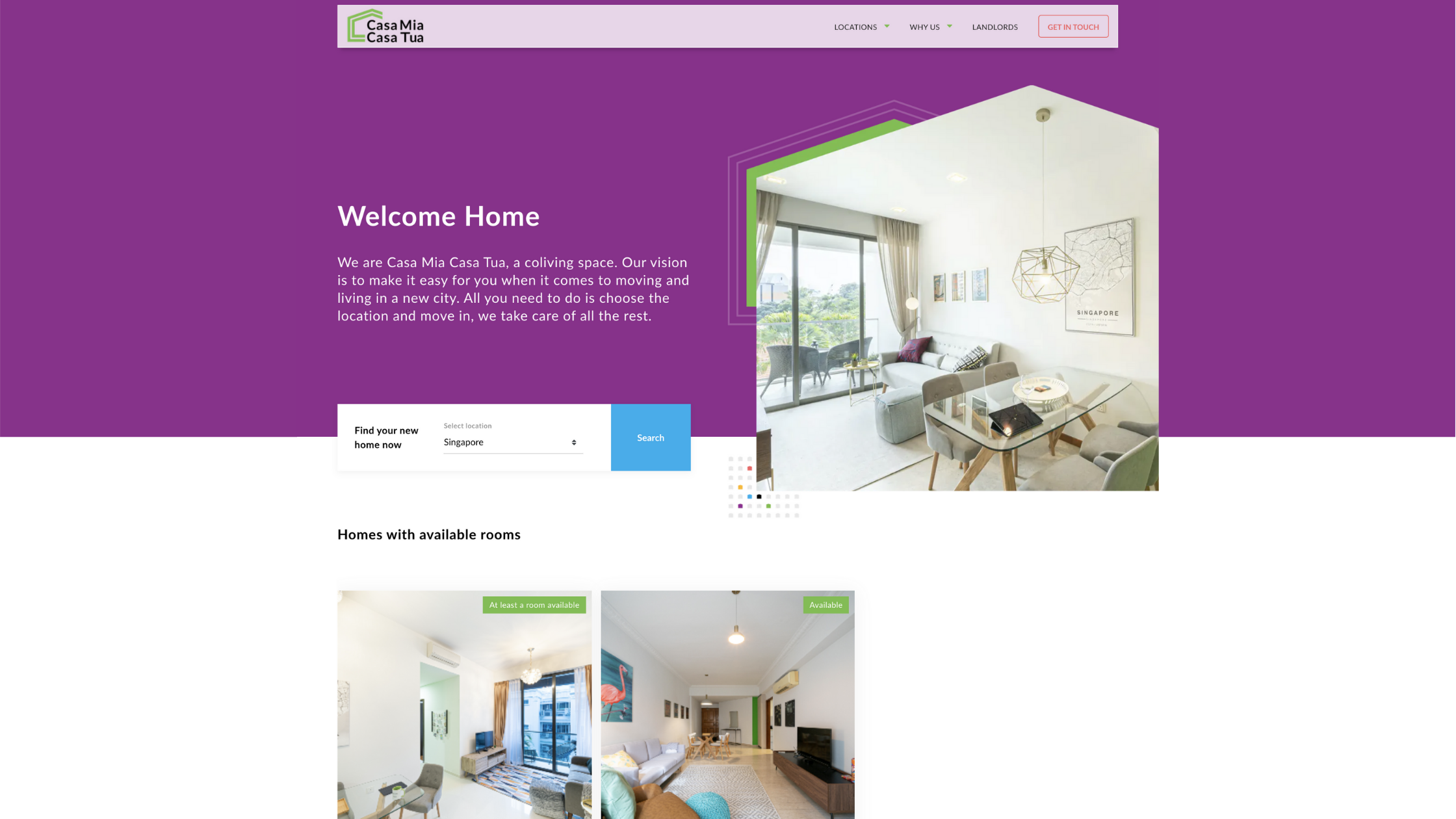 Casa Mia Coliving homepage