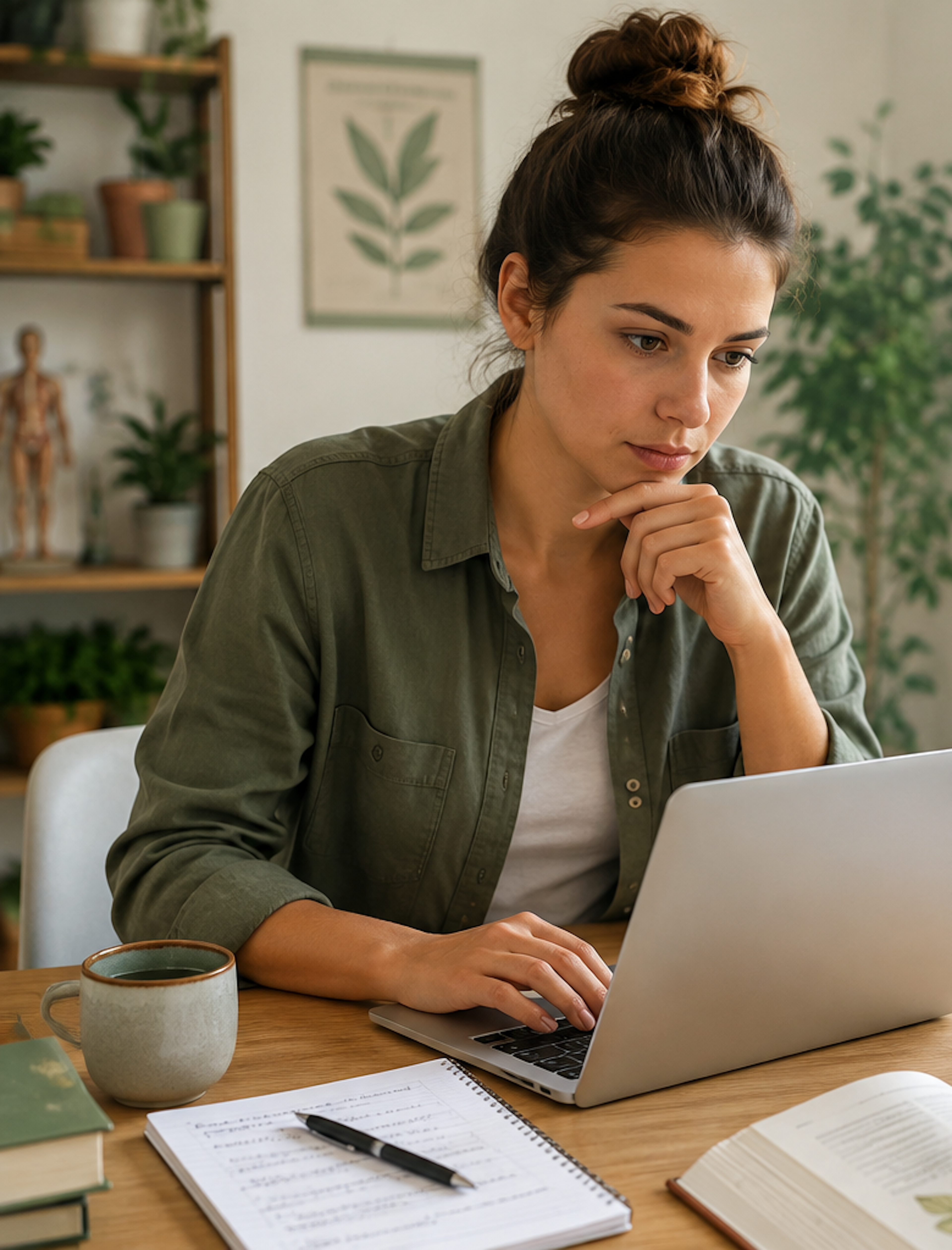 Adult comparing several online naturopathy schools before choosing a training program
