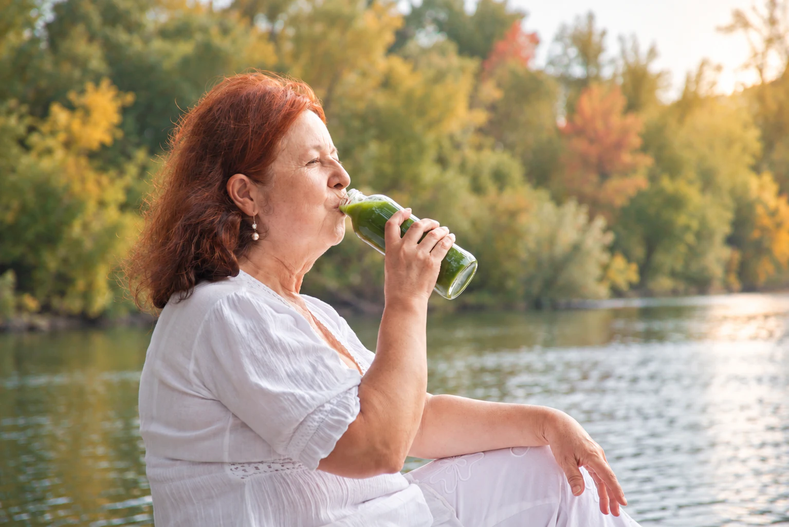 women drinking klamath juice