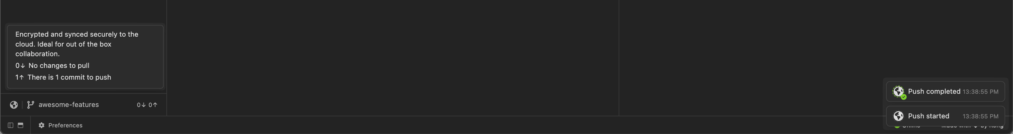 Clearer git messaging to communicate project state & success/failure of operations.