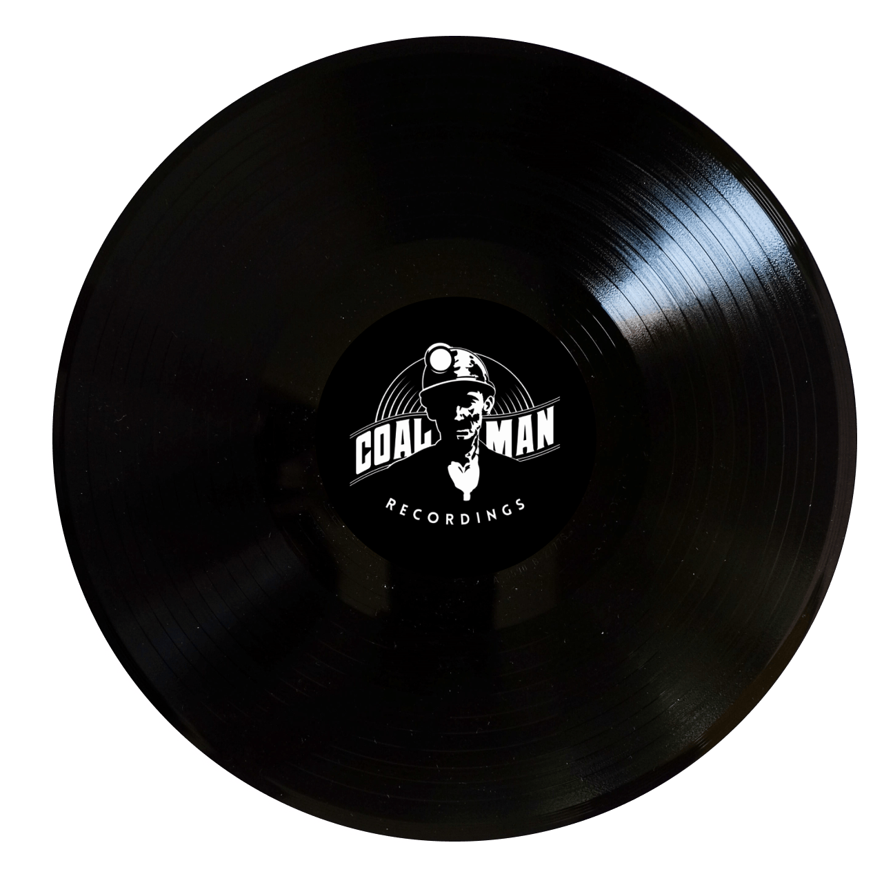 Vinil com coalman recordings logo no centro a girar.