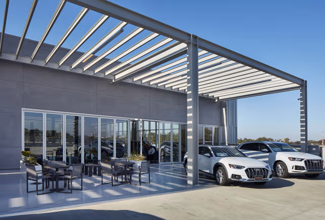 Terrace canopy and carport with galvanized structural steel, showcasing durable corrosion protection through structural steel galvanizing by Coatinc US.