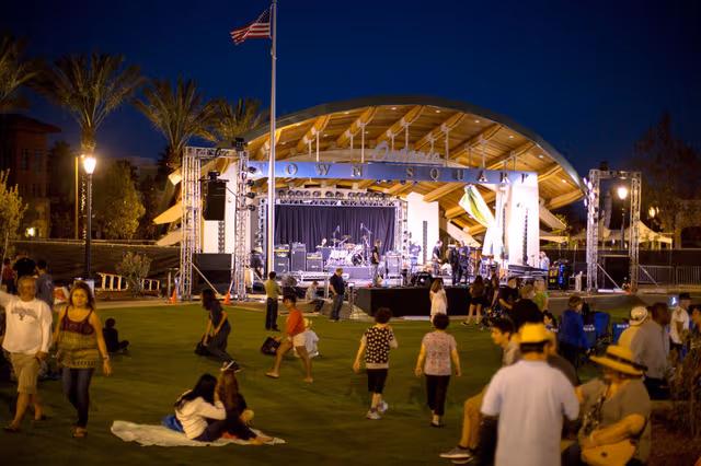 Outdoor festival stage with load-bearing galvanized steel structure, demonstrating why galvanizing by Coatinc US is essential for durable performance in Arizona, Utah, and Nevada.