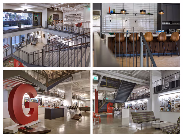 Collage showing four applications of hot-dip galvanizing, including structural steel, staircases, outdoor constructions, and architectural elements, highlighting durable corrosion protection by Coatinc US.