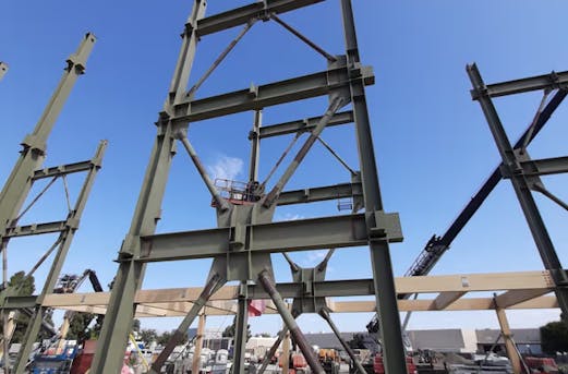 Galvanized steel construction elements used for building walls, showcasing durable corrosion protection through steel construction galvanizing by Coatinc US.