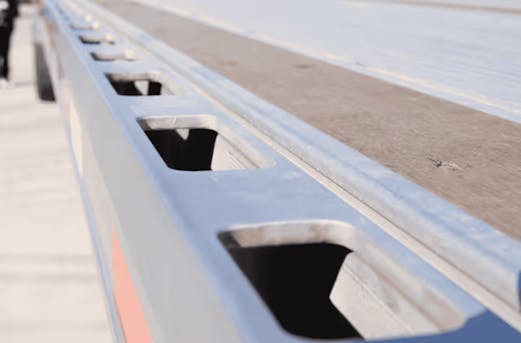 Galvanized steel component of a trailer, showcasing durable corrosion protection and long-term reliability by Coatinc US.