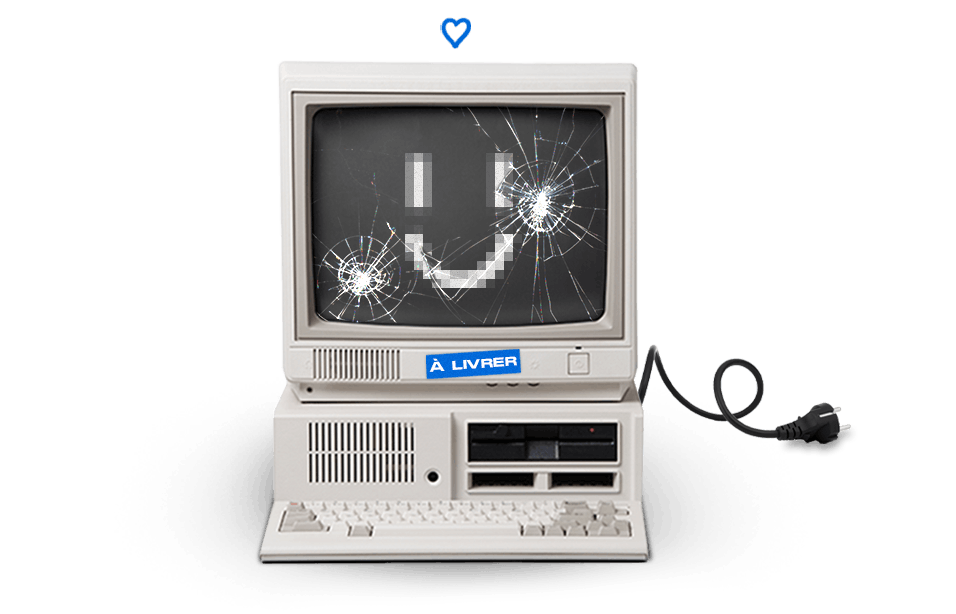 damaged computer smiling