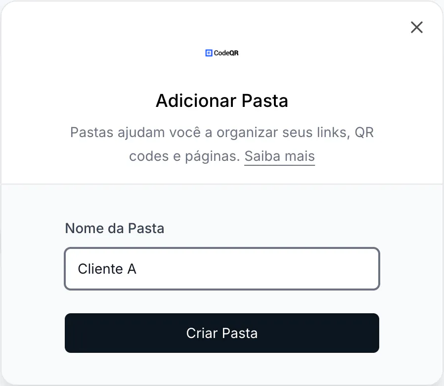 A janela de criar pasta com um nome digitado