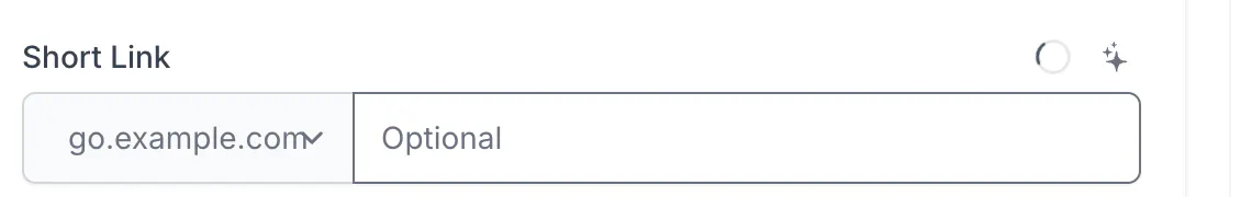 The Short Link field in the link builder, with the custom domain preselected