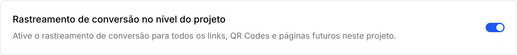 A chave de rastreamento de conversão no nível do projeto