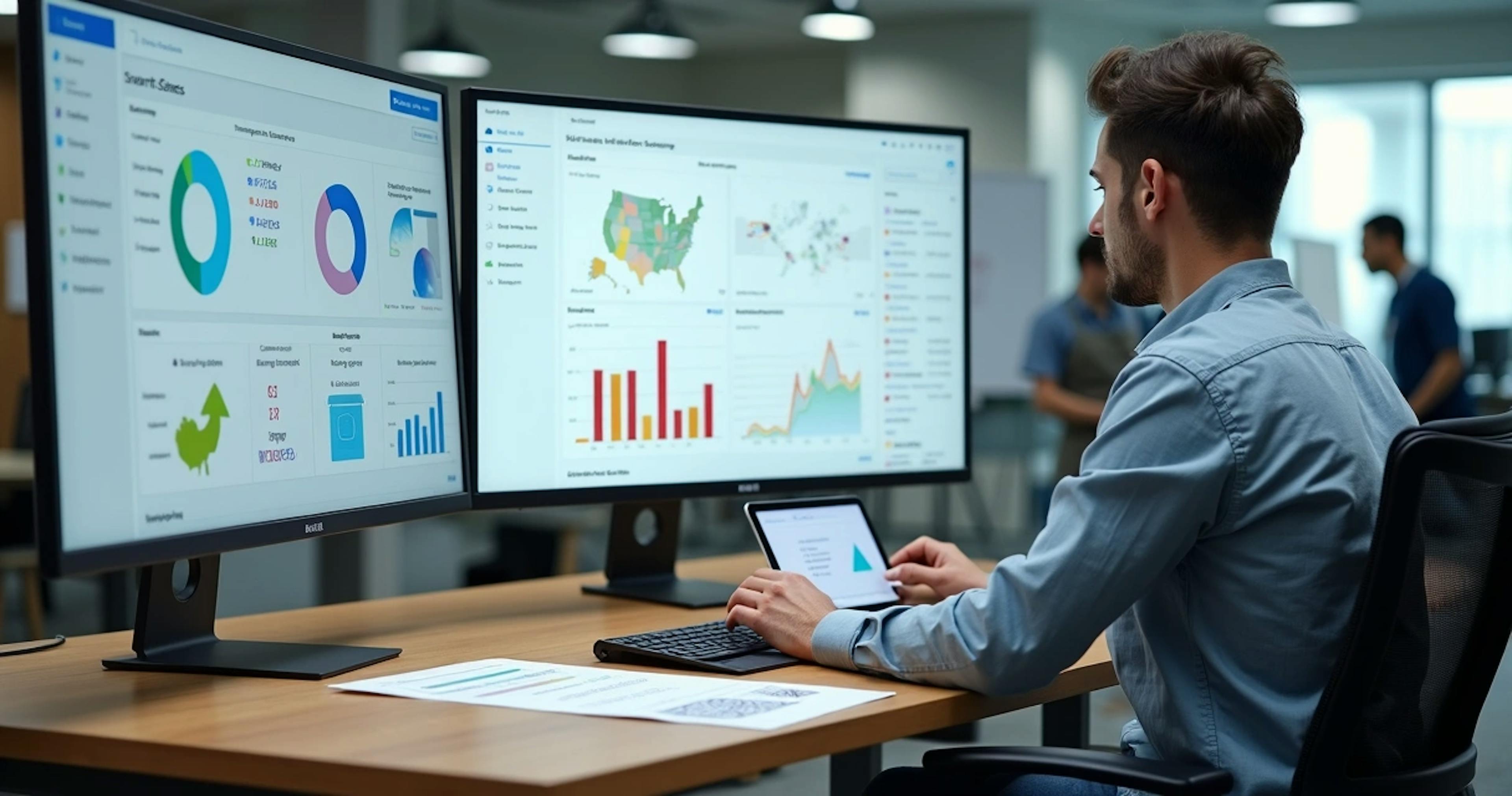 Profissional analisa painel com short URLs e QR Codes em campanha de marketing digital 