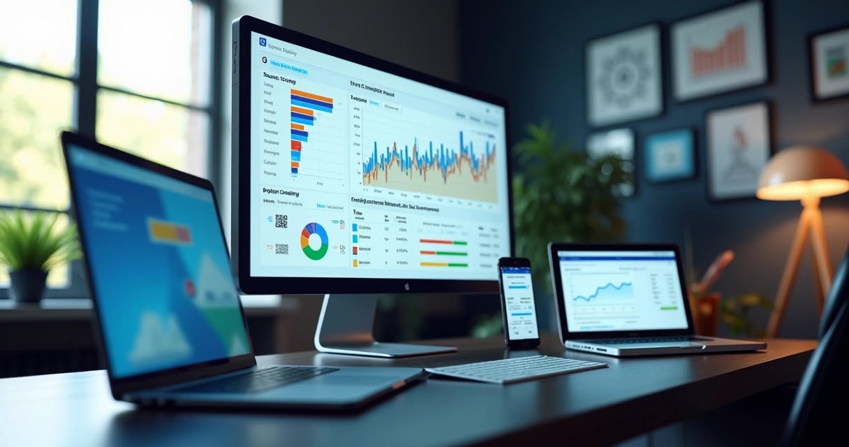 Painel com dashboard de analytics mostrando rastreamento de parâmetros UTM em campanhas digitais