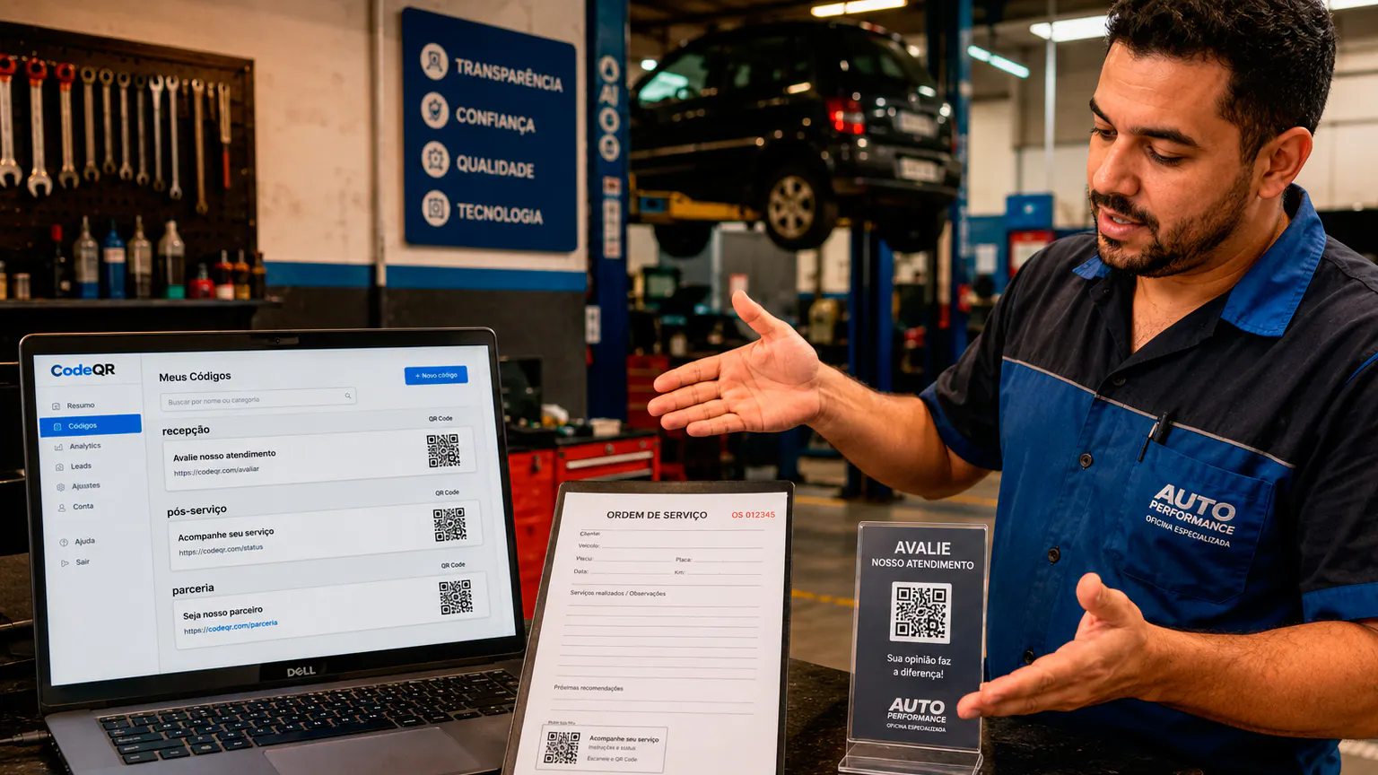qr code para mecânico automotivo