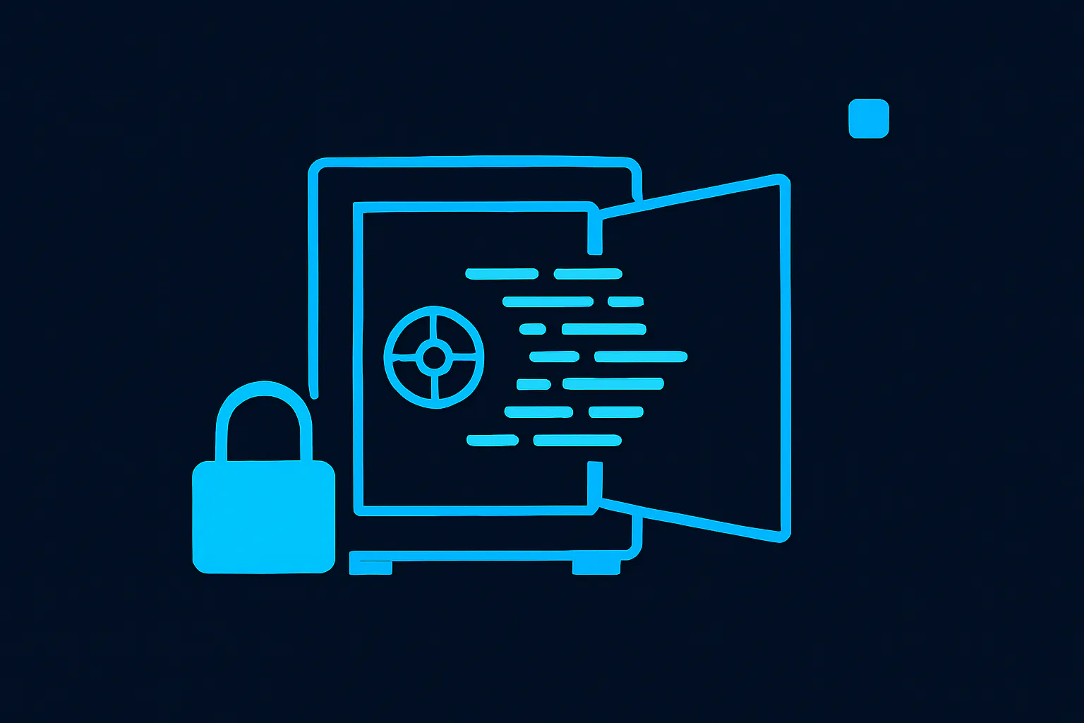 Claude Code source code leak depicted as code escaping from a digital vault with glowing lines on dark background