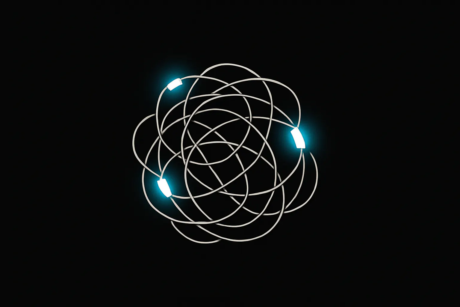 Complex twisted wires symbolize Claude Code structure, with leaks appearing as glowing accent lines