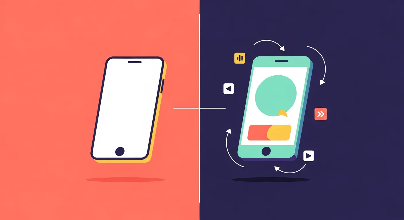 Side by side comparison of static design output versus AI-generated interactive prototypes