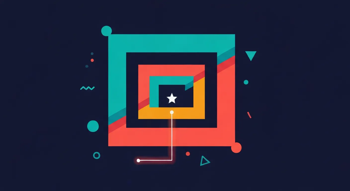 Flat vector illustration showing nested objects in JavaScript with layered geometric boxes