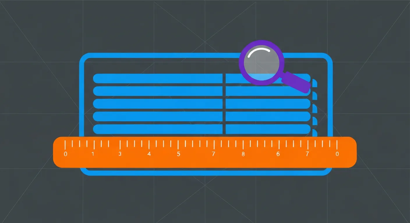 Flat illustration of measuring textarea line height and visual line count with a ruler metaphor