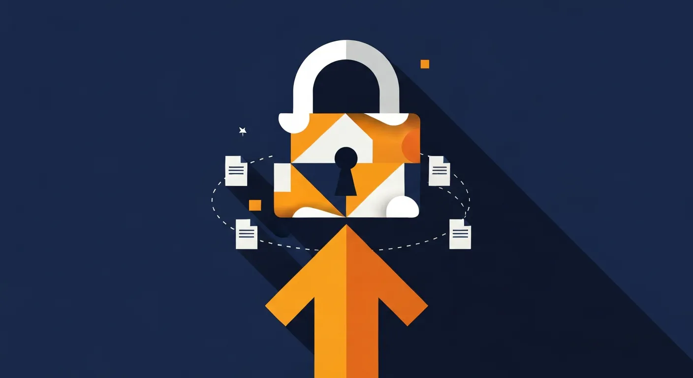 App Store approval process illustrated as a lock blocking an iOS app deployment arrow