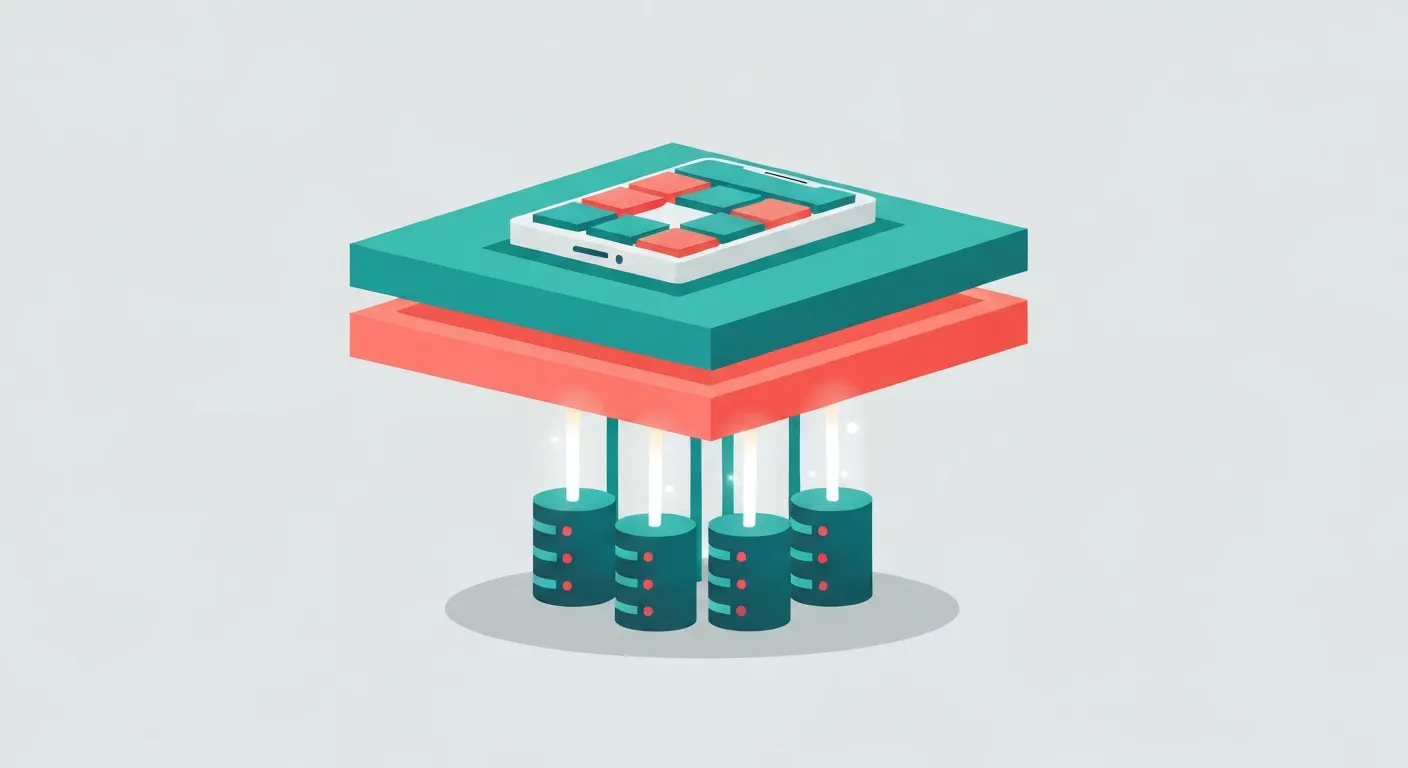 Backend logic extraction for iOS app development shown as layered mobile and server platforms