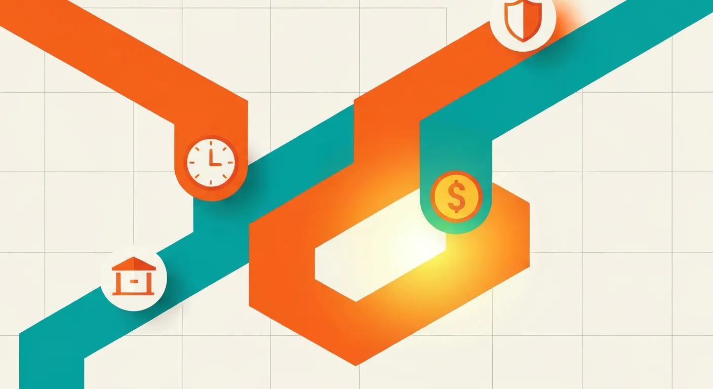 Flat vector illustration of a decision tree helping teams choose the right CI server tool