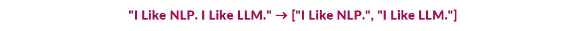 2. Sentence Tokenization breaks text into sentences.
