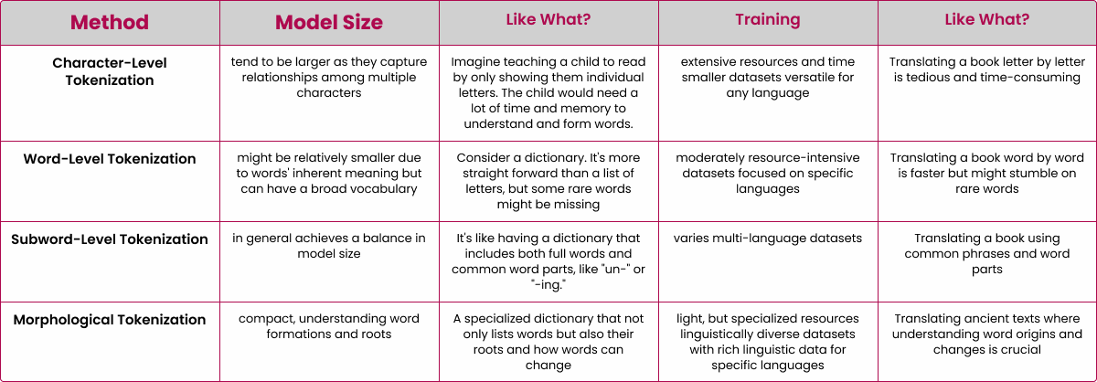 Comparing Different Tokenization Strategies