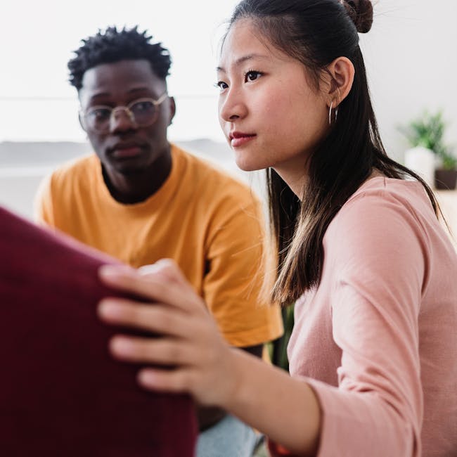 students reviewing documents