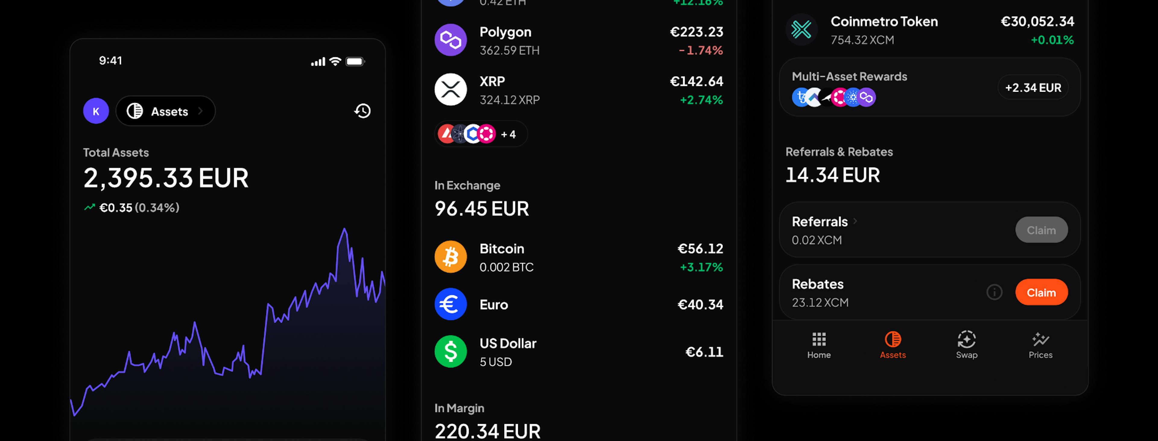 New mobile screens for Coinmetro App, product update July 2023