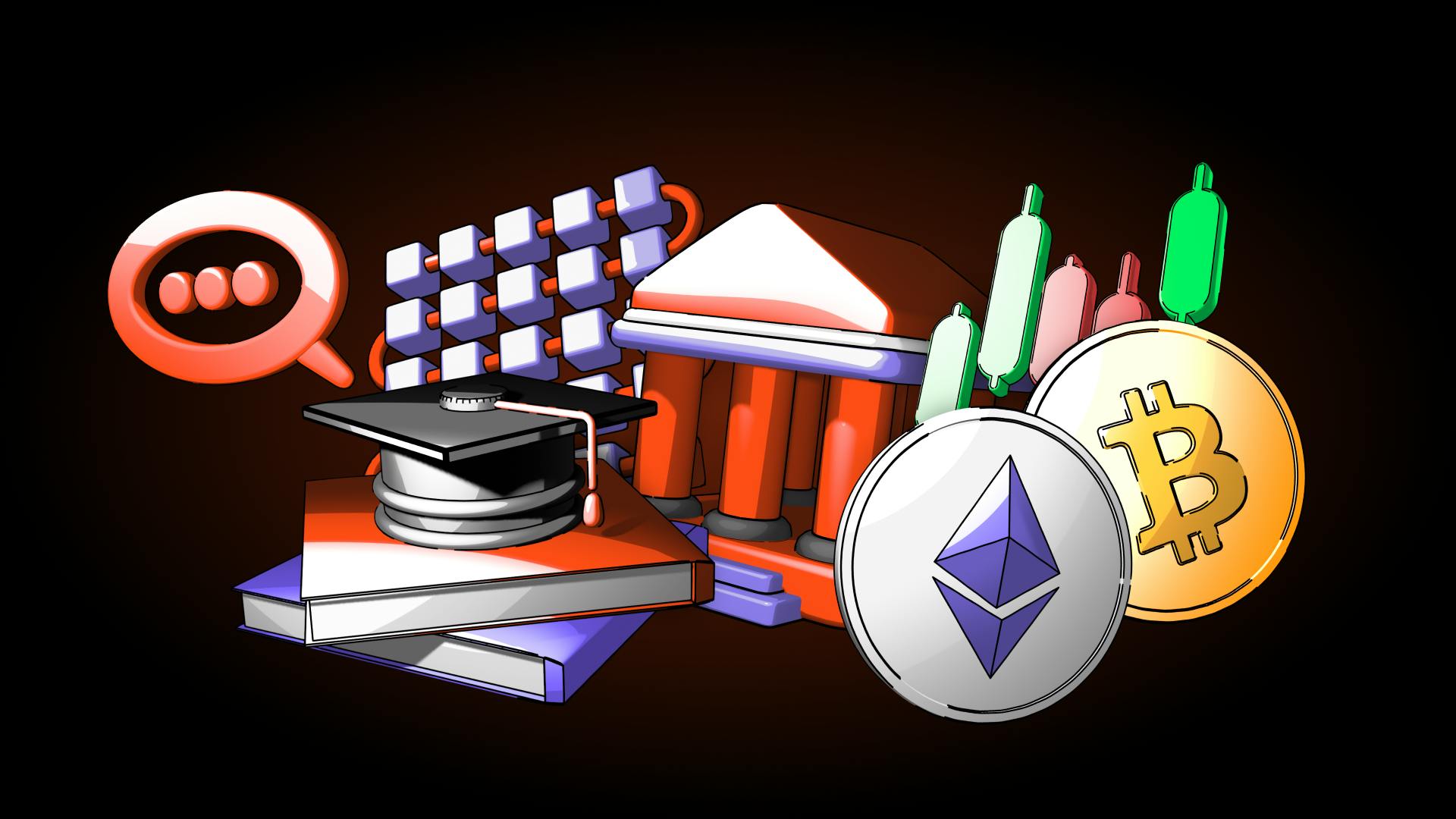 Illustration of top crypto influencers in 2024 with Bitcoin and Ethereum symbols