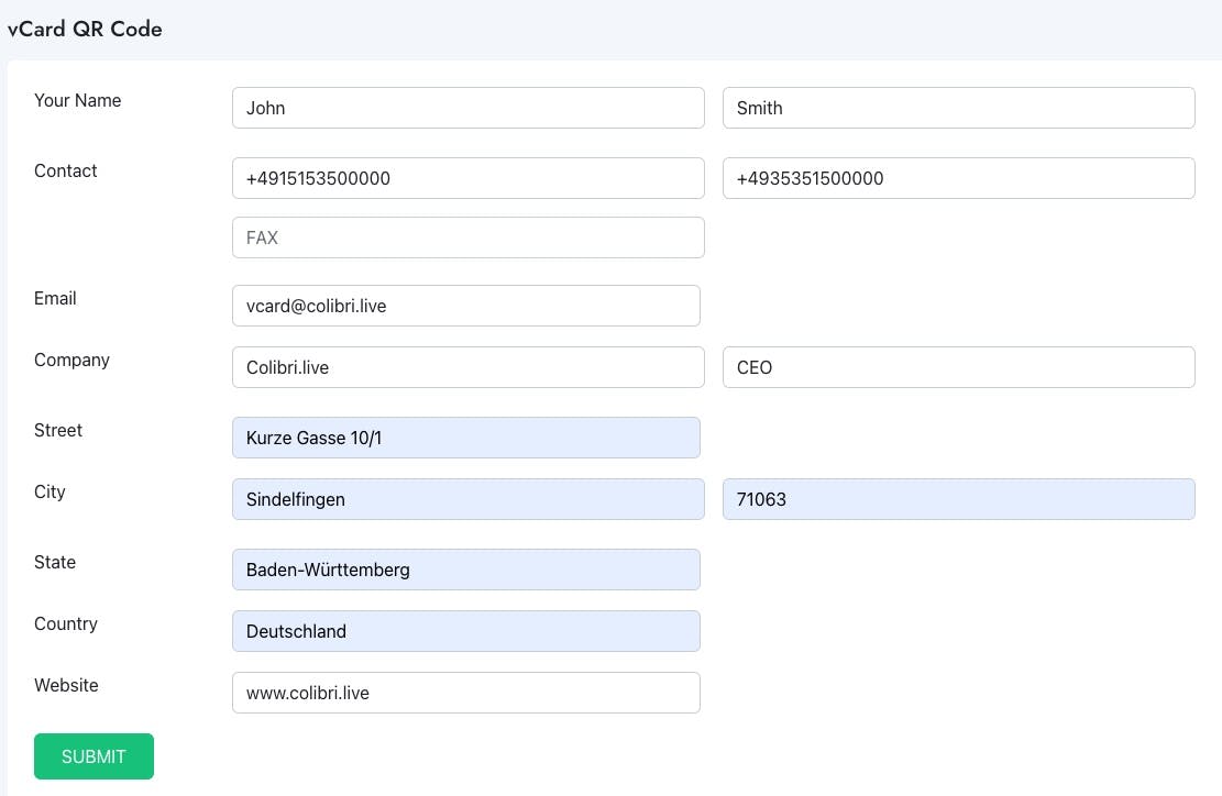 Here's how you create a vCard using Yohn