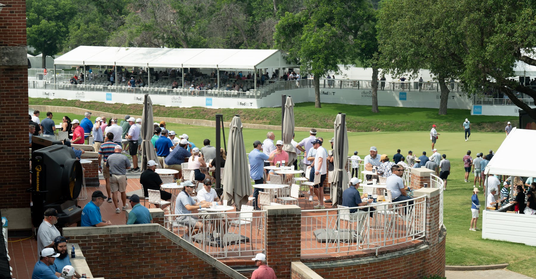 Fans cheering from Patio